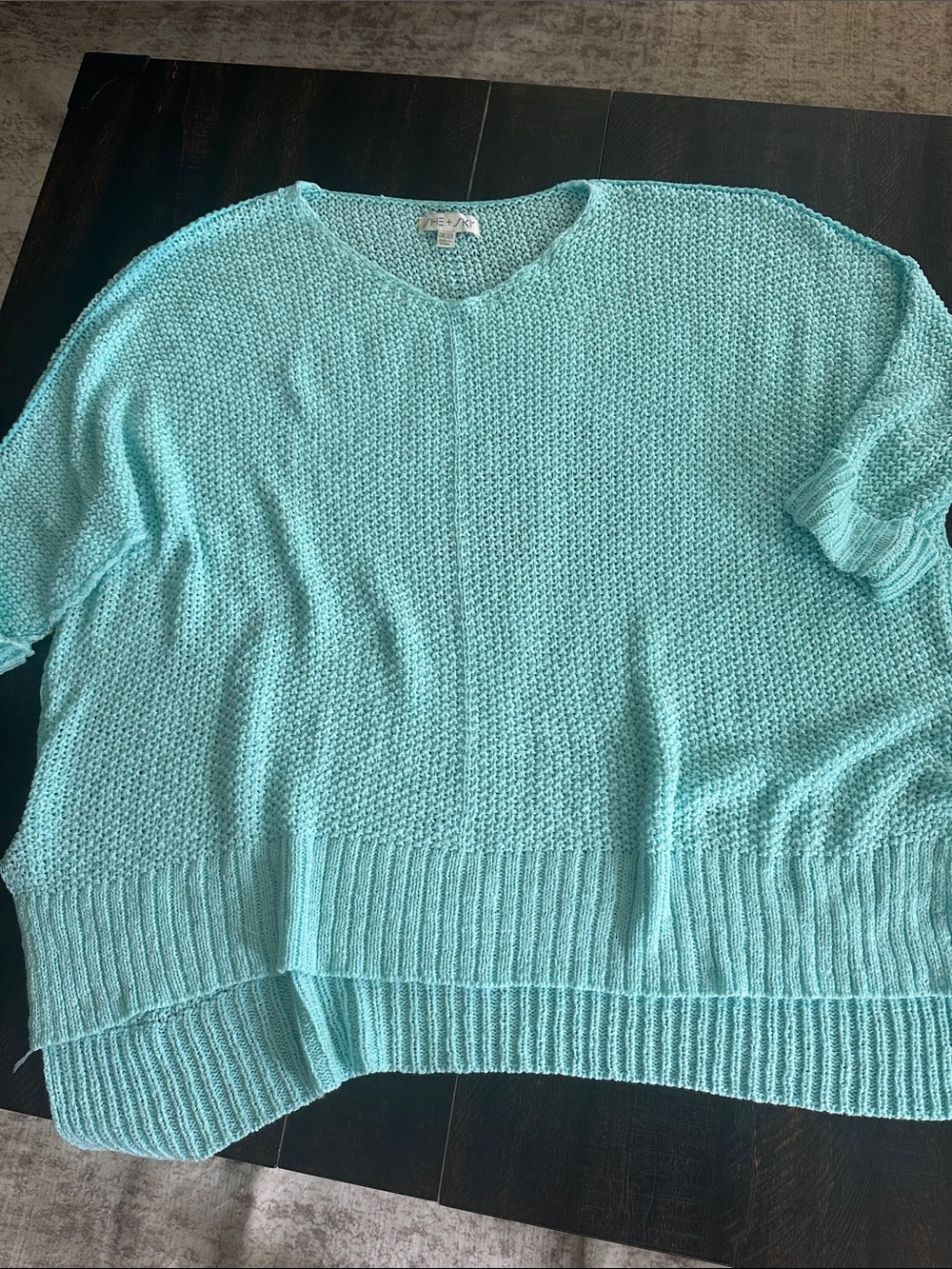 She + Sky Seafoam Knit V-Neck Sweater